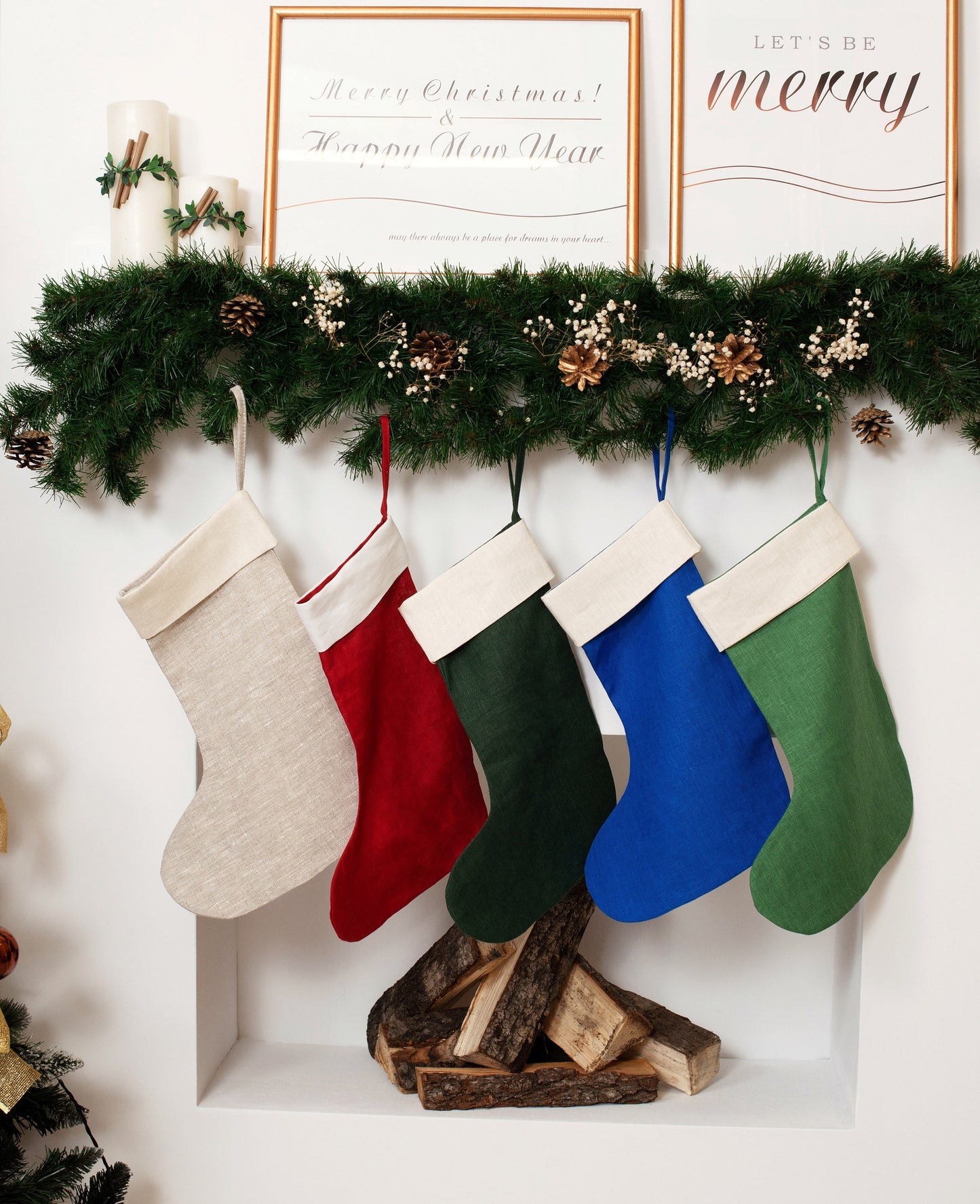 Linen christmas stockings