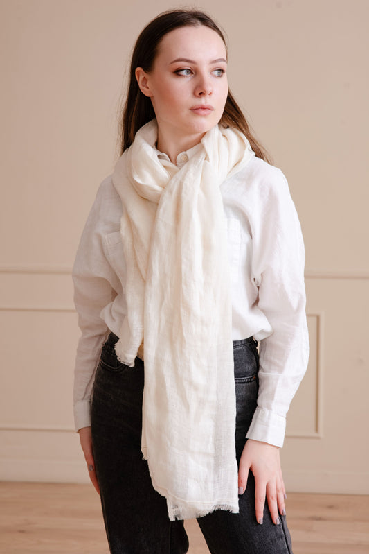 Ivory linen scarf